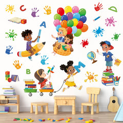 Decalmile Books Kids Wall Decal adds colorful detail to playrooms.