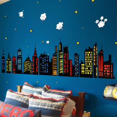 decalmile city skyline wall decal collection on a clean wall adds vibrant urban ambiance