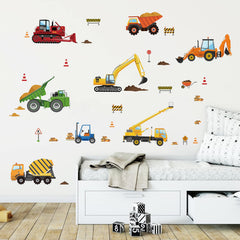 DecalMile excavator wall sticker adds vivid color to a kid's bedroom