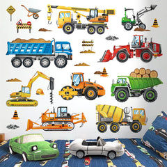 Decalmile construction vehicles wall decals trucks for playful playroom art.