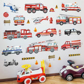 Decalmile fire-truck wall stickers for boys' room boost imaginative play and decor.