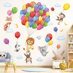 Decalmile forest animals balloon wall decal monkey for a playful nursery display.