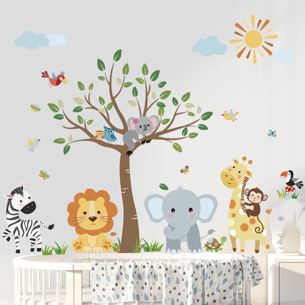DecalMile forest elephant wall sticker bright nursery decor easy to apply