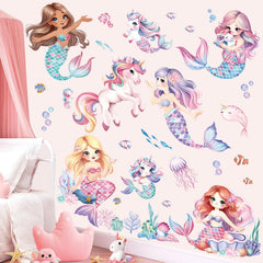 Decalmile mermaid-unicorn wall stickers brighten a baby nursery with ocean vibes