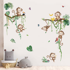 Decalmile monkey climbing detail wall art adds depth and charm.