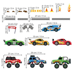 Decalmile playroom wall decal racing decor encourages imaginative play and themed rooms.