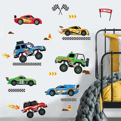 Decalmile racing cars wall decals kit to energize kids' rooms with playful decor.