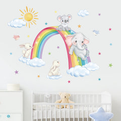 Decalmile rainbow animal wall decals koala—soft koala accent creates calming kid-friendly spaces.