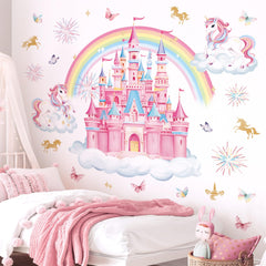 decalmile Rainbow Castle wall decals butterflies add whimsy to a nursery.