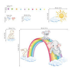 Decalmile rainbow wall stickers clouds—airy cloud shapes brighten living rooms and nurseries.