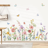 Decalmile Spring Garden wall stickers show iris and butterflies for vibrant living room decor