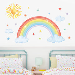 Decalmile star rainbow wall decal adds whimsical focal points for play.