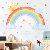 Decalmile sun rainbow wall decal brightens kids' rooms for cheerful, sunlit decor.