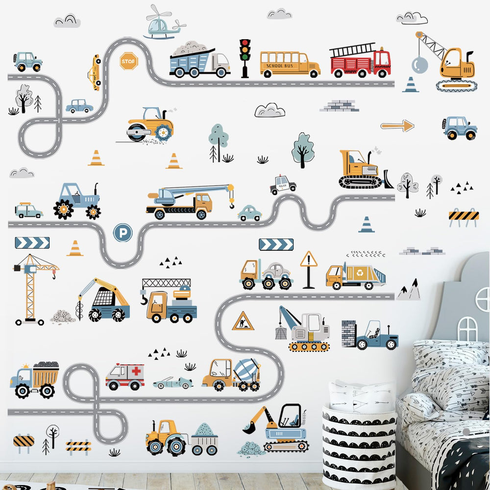 decalmile vehicles road wall stickers pack on smooth surface for quick room refresh