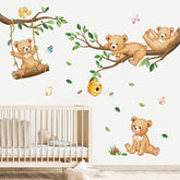 Decalmile woodland bear wall decal forest scene adds friendly nursery charm