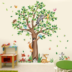 Decalmile woodland tree wall stickers bear scene adds playful focal point for kids' rooms.