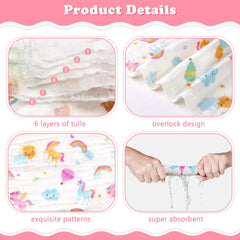 Decalsweet baby burp cloths shown in use for burping and quick cleanups.