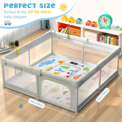 Decalsweet baby play mat-59x71-inches provides ample crawling space for toddlers.