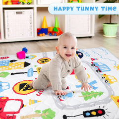 Decalsweet baby play mat-non-slip-bottom stays in place during play.