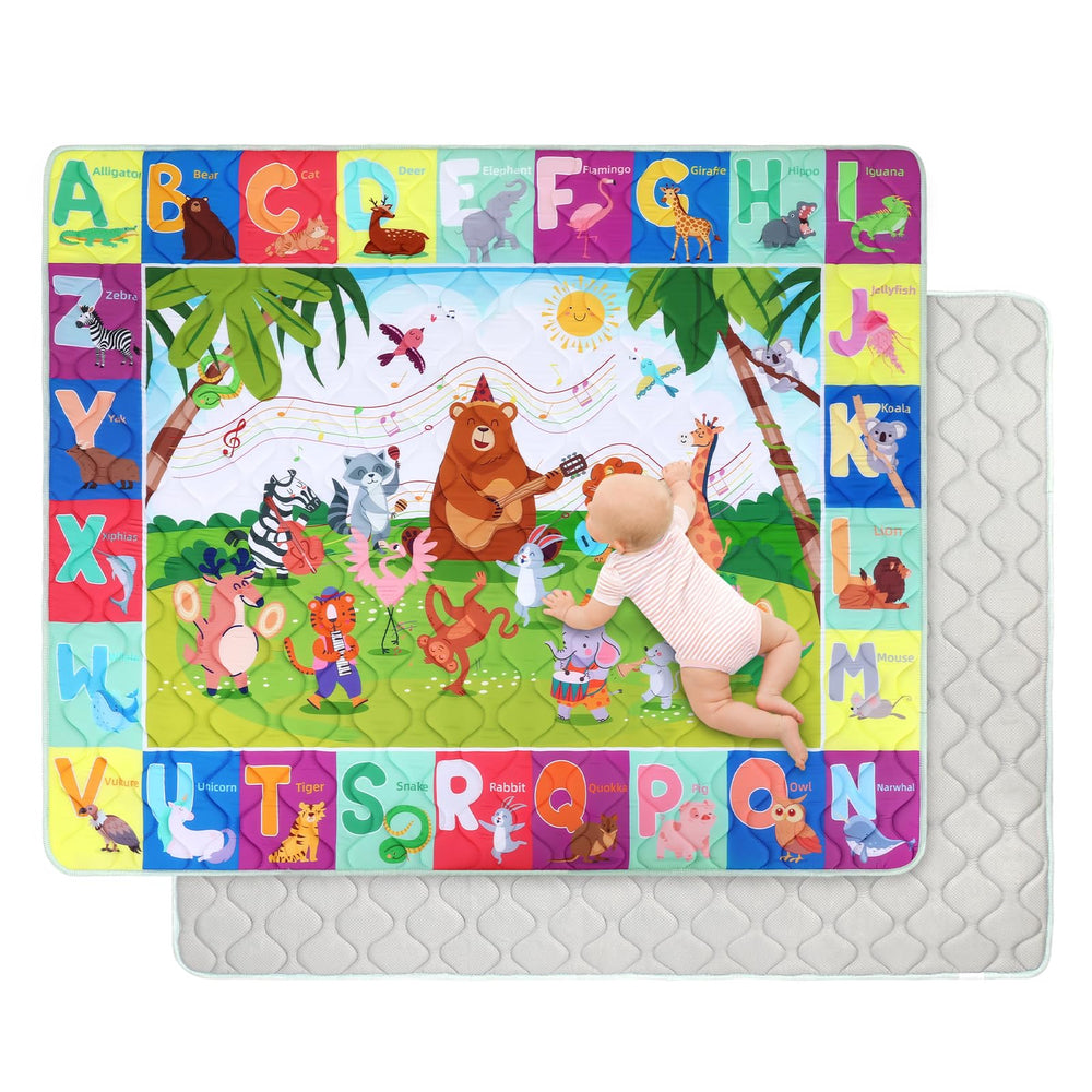 Decalsweet baby play mat rolled in bag for easy transport and storage
