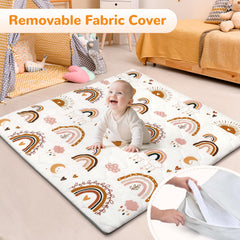 Decalsweet baby playmat 50x50 foldable use shows easy transport for playtime.