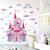 Decalsweet cartoon castle wall stickers brighten a girl's room with whimsical scenery.