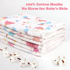 Decalsweet muslin burp cloths designed for multi-use during feeding and skin care.