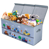 Decalsweet toy box chest with animal cars pattern keeps toys organized and playful.