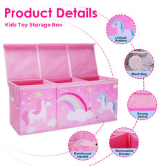 Decalsweet Unicorn toy box folded flat for compact storage.