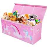 Decalsweet Unicorn toy box lid-open shows dust-proof flip lid for quick toy access.