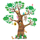 DECOWALL DL4-1709 giant tree and animals wall decals create a playful learning forest for kids.