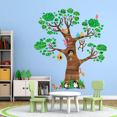 DECOWALL DL4-1709 nursery-forest-wall-art brightens nurseries with friendly animals and nature vibes.