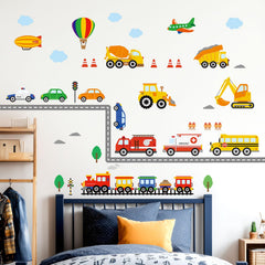 DECOWALL DS-8047 Construction vehicles stickers spark imaginative play.
