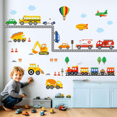 DECOWALL DS-8047 Trucks wall stickers brighten playroom walls with easy peel-and-stick application.