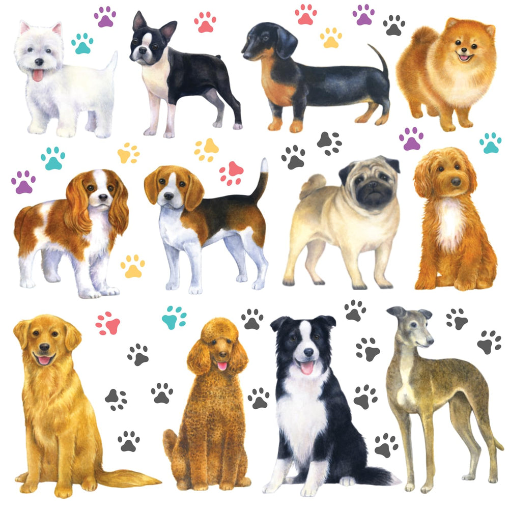 DECOWALL DS8-8045 dogs wall decals paw stickers brighten rooms instantly