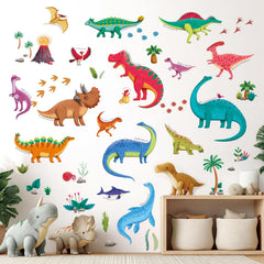 DECOWALL DS9-2115 dinosaur wall sticker enhances nursery color without painting.