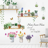 DECOWALL DS9-8055 flower pots wall decal living room greenery accent and easy update