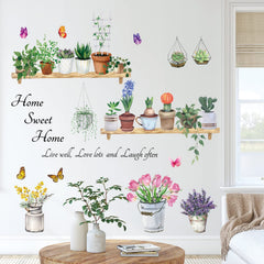 DECOWALL DS9-8055 potted plants wall mural bedroom quick room refresh