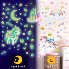 DECOWALL GDS4-8089 rainbow glow wall decal adds cheerful light for playful room ambience.