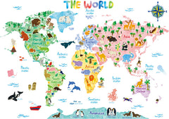 DECOWALL SG2-1615S animal world map sheets showcasing large two-sheet layout for kids