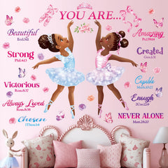 DECOWALL SG2-2319 Bedroom nursery decor sticker showcases vibrant ballerina imagery for imagination.