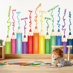 DECOWALL SG2-2417 colorful crayon decals decorate playrooms and encourage color exploration.