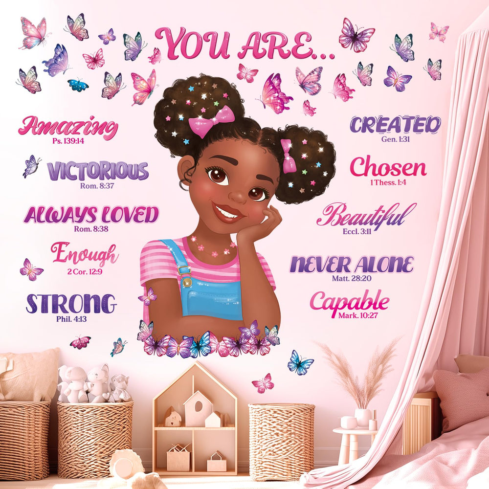 DECOWALL SG2-2502 Black Girl Magic Bible Verse wall stickers in vibrant kids’ room decor