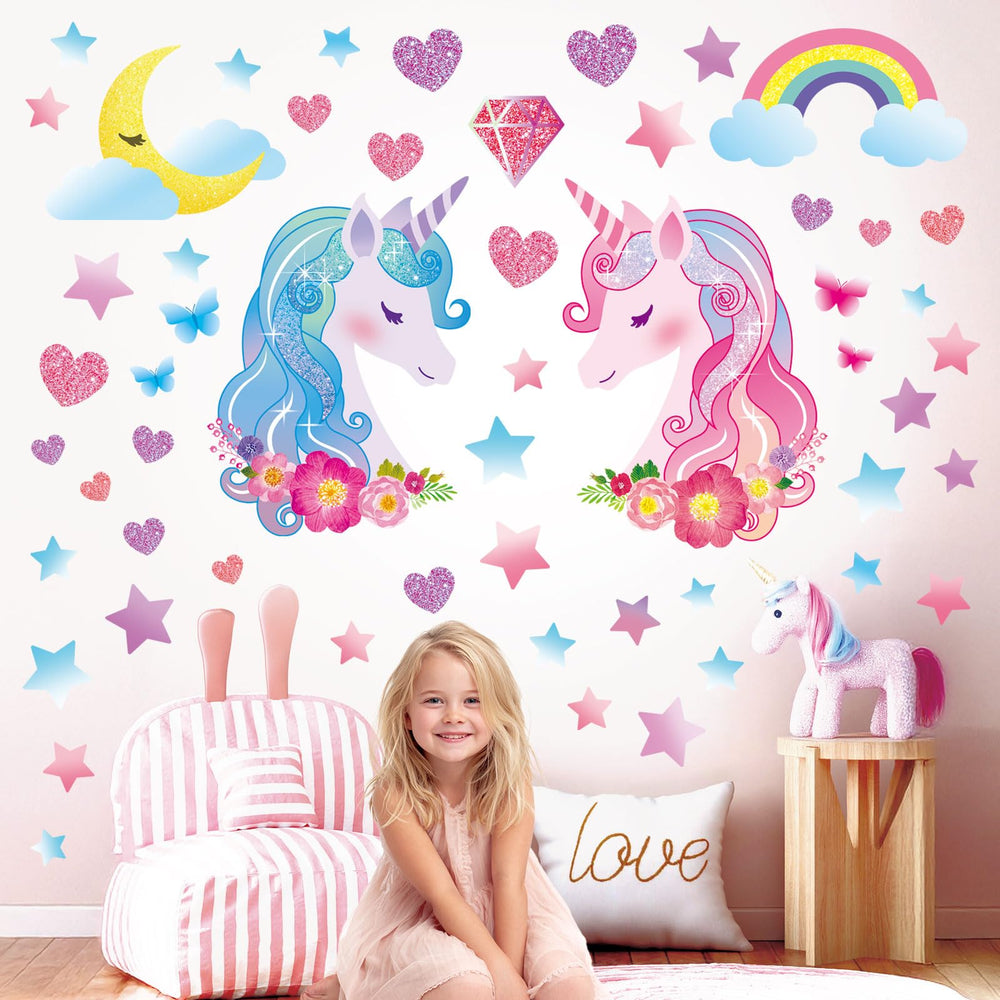 Decowall unicorn wall stickers for kids room brighten walls with playful unicorn decor.
