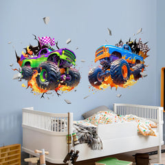 Decvictor 3D Racing Car wall decal pattern and assembly idea aids planning before application.