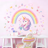 Decvictor unicorn rainbow wall stickers pack featuring watercolor design for kids’ rooms.