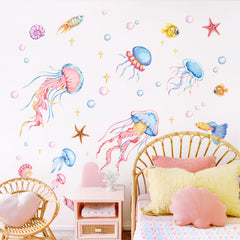 Decvictor wall decal colorful fish school adds playful pattern