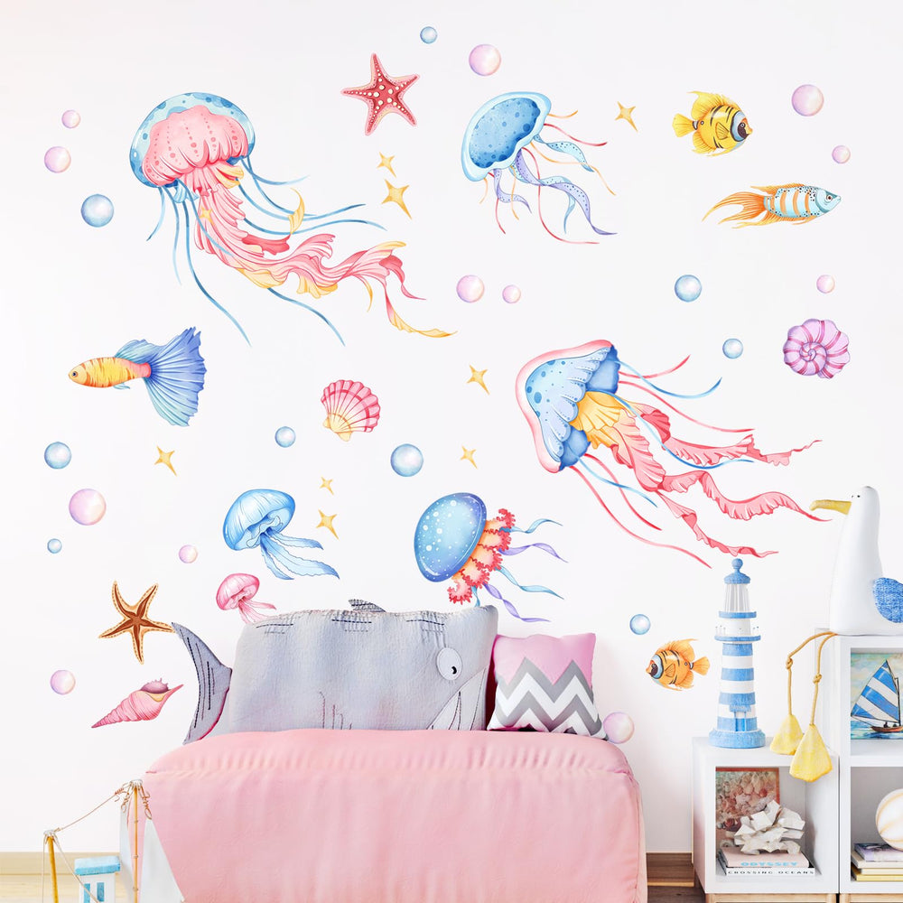 Decvictor jellyfish wall decal jellyfish glow for nursery or kids room