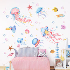 Decvictor jellyfish wall decal jellyfish glow for nursery or kids room