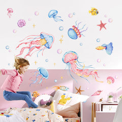 Decvictor jellyfish wall decal reveals translucent jellyfish with soft glow